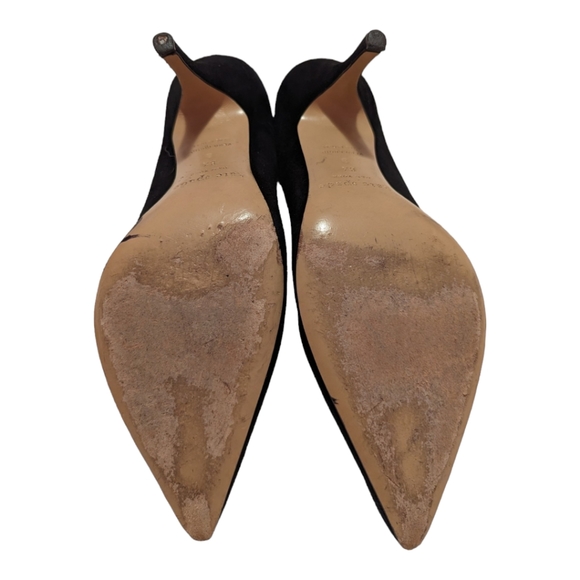 Kate Spade Black Suede Heel Size 8.5 Classic Pumps Formal Dress Point Toe Shoes - Picture 3 of 4